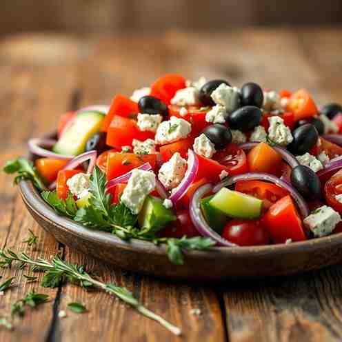 Classic Greek Salad - Mediterranean Diet Recipe